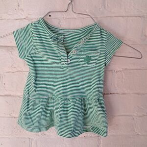 Carter's Toddler Baby Girl Green Striped St Patrick's Day Shirt 12 Months